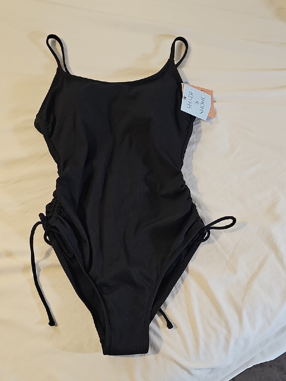 Shade & Shore Black Side-Tie One-Piece Swimsuit